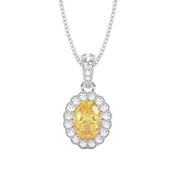 Prong Set Yellow Diamond Halo Pendant