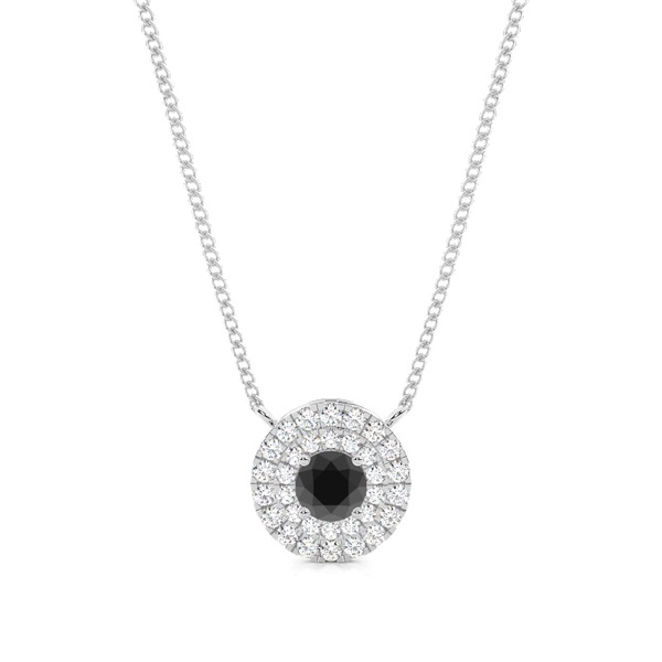 Round Black Diamond Halo Pendant