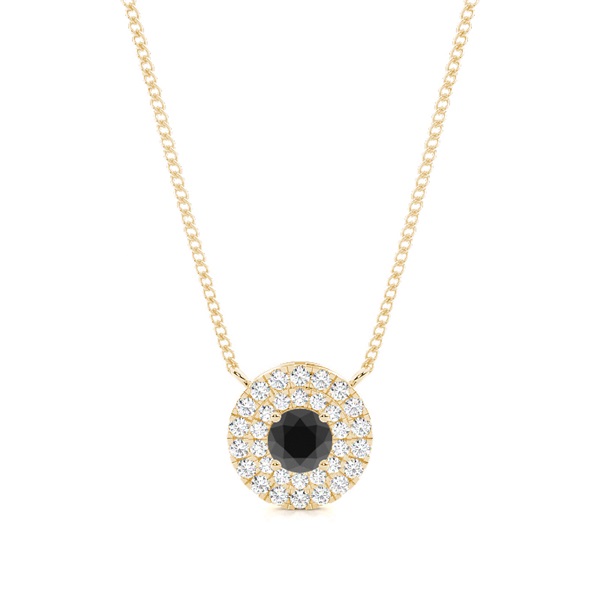 Round Black Diamond Halo Pendant