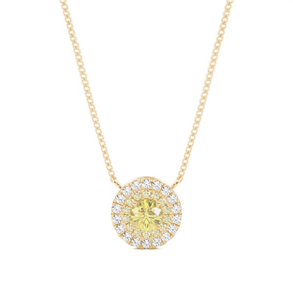 4 Prong  Yellow Diamond Halo Pendant