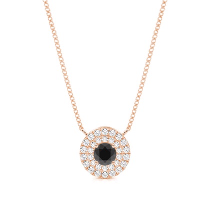 Round Black Diamond Halo Pendant