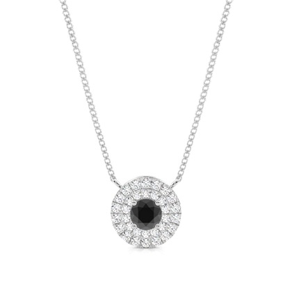 Round Black Diamond Halo Pendant