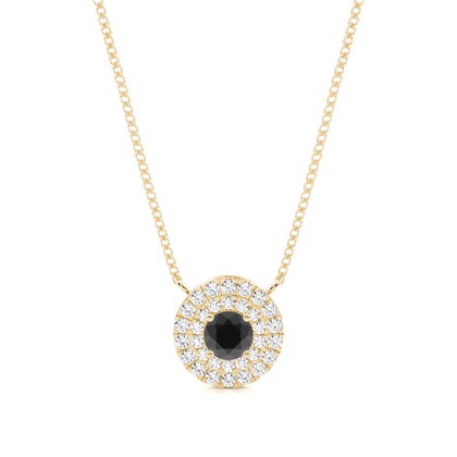Round Black Diamond Halo Pendant