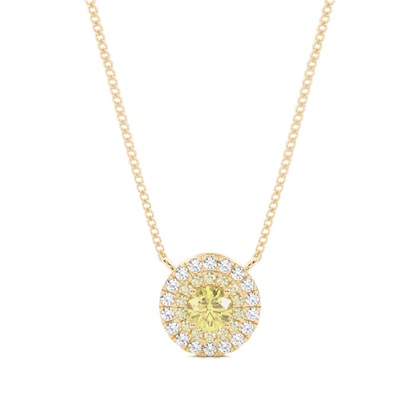 4 Prong  Yellow Diamond Halo Pendant
