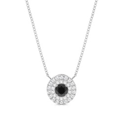 Round Black Diamond Halo Pendant