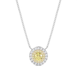 4 Prong  Yellow Diamond Halo Pendant