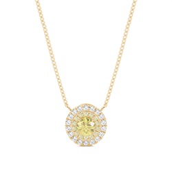 4 Prong  Yellow Diamond Halo Pendant