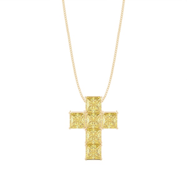 Yellow Diamond Cross Pendant