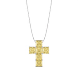 Gelber Diamant Kreuz Anhänger