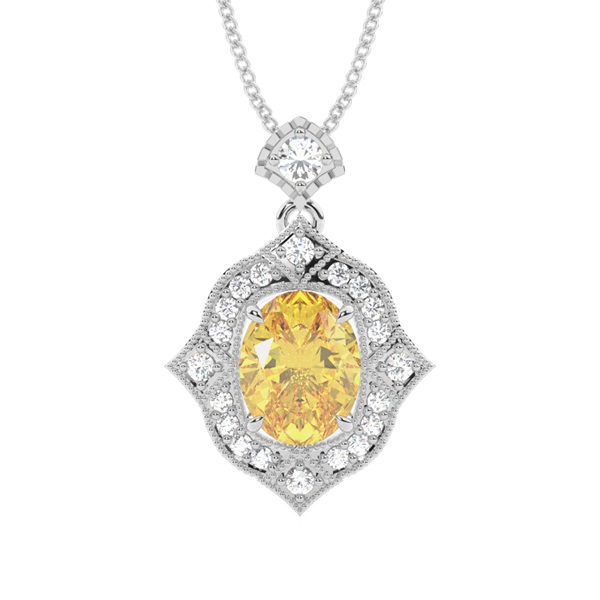 Prong Set Yellow Diamond Halo Pendant
