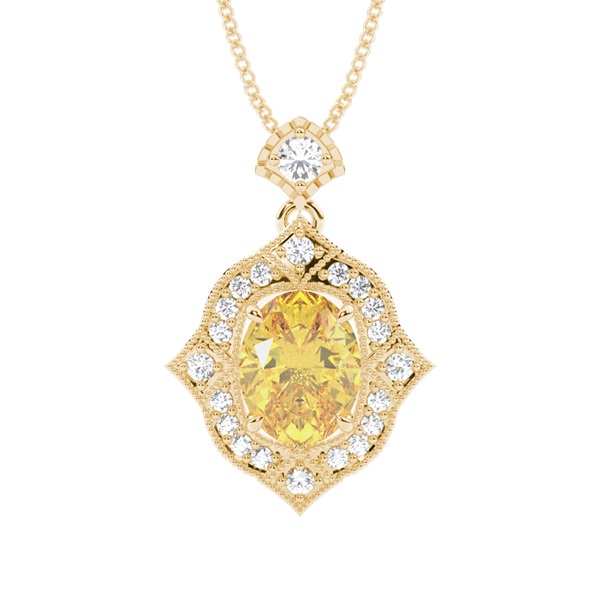 Prong Set Yellow Diamond Halo Pendant