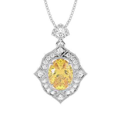 Prong Set Yellow Diamond Halo Pendant