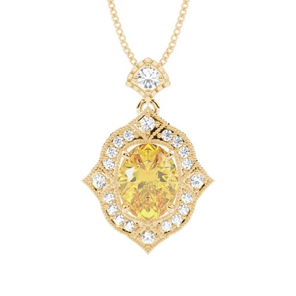Prong Set Yellow Diamond Halo Pendant
