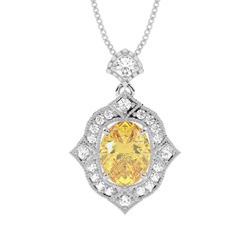 Prong Set Yellow Diamond Halo Pendant