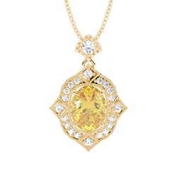 Prong Set Yellow Diamond Halo Pendant