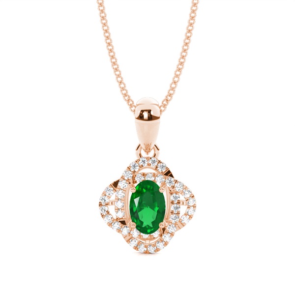 4 Prong Setting Emerald Halo Pendant