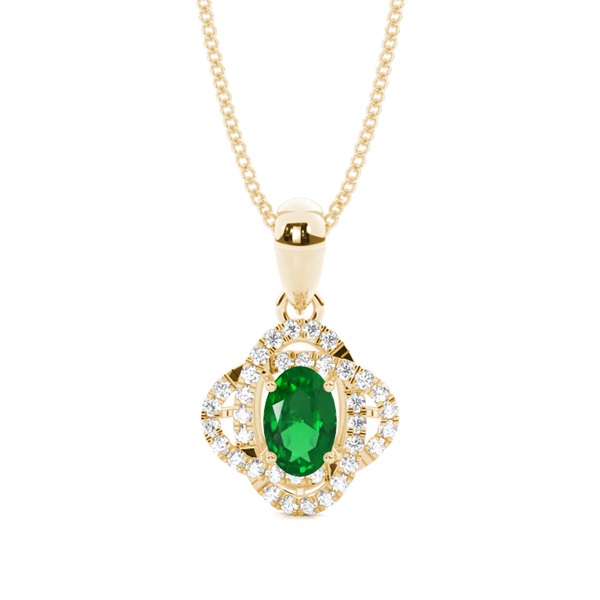 4 Prong Setting Emerald Halo Pendant