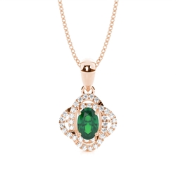 4 Prong Setting Emerald Halo Pendant