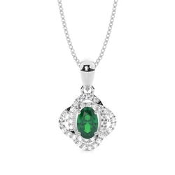 4 Prong Setting Emerald Halo Pendant
