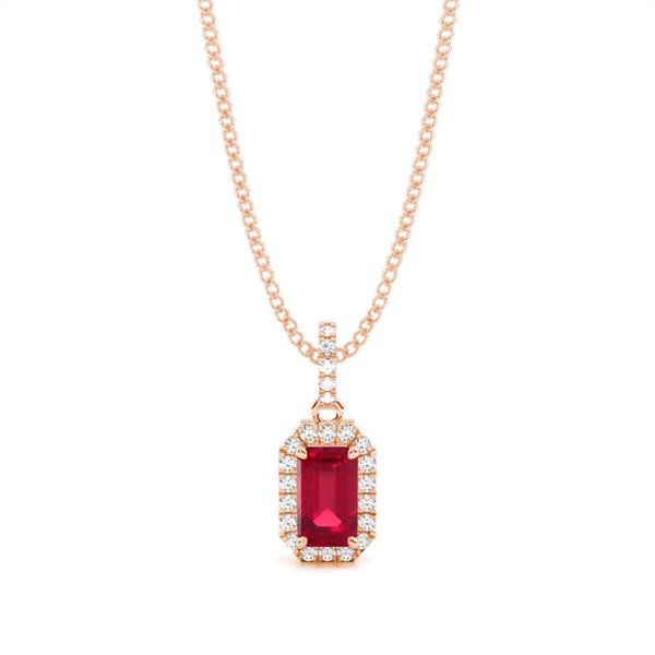 4 Prong Setting Ruby Halo Pendant