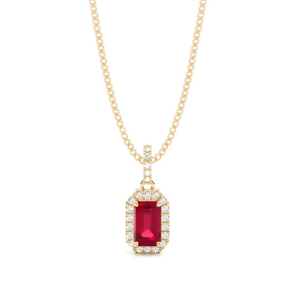 4 Prong Setting Ruby Halo Pendant