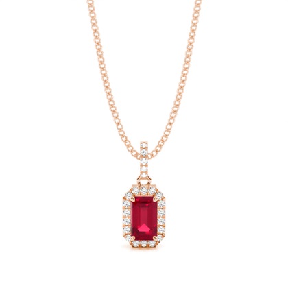 4 Prong Setting Ruby Halo Pendant