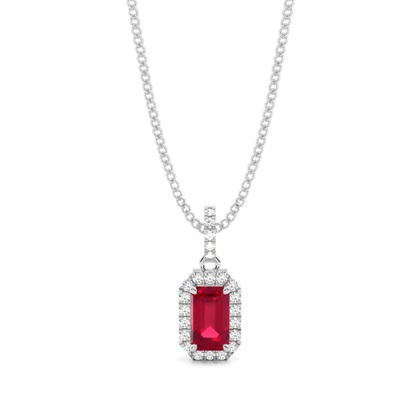 4 Prong Setting Ruby Halo Pendant