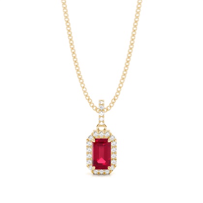 4 Prong Setting Ruby Halo Pendant