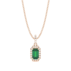 4 Prong Setting Emerald Halo Pendant