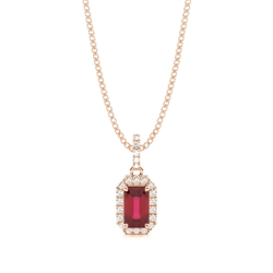 4 Prong Setting Ruby Halo Pendant