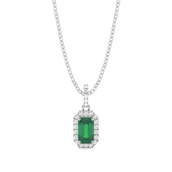 4 Prong Setting Emerald Halo Pendant