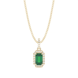 4 Prong Setting Emerald Halo Pendant