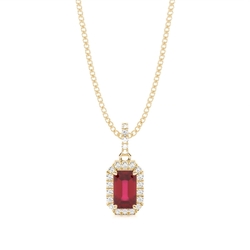 4 Prong Setting Ruby Halo Pendant