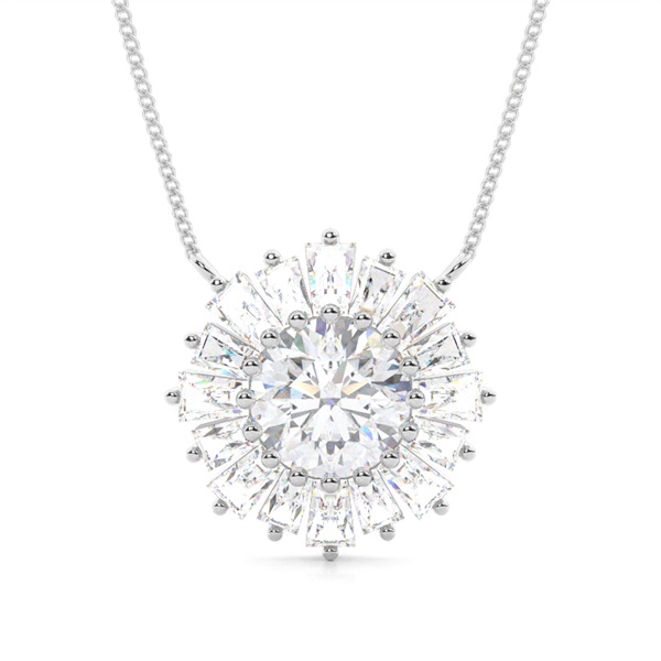 Moissanite Circle Prong Studded Pendant
