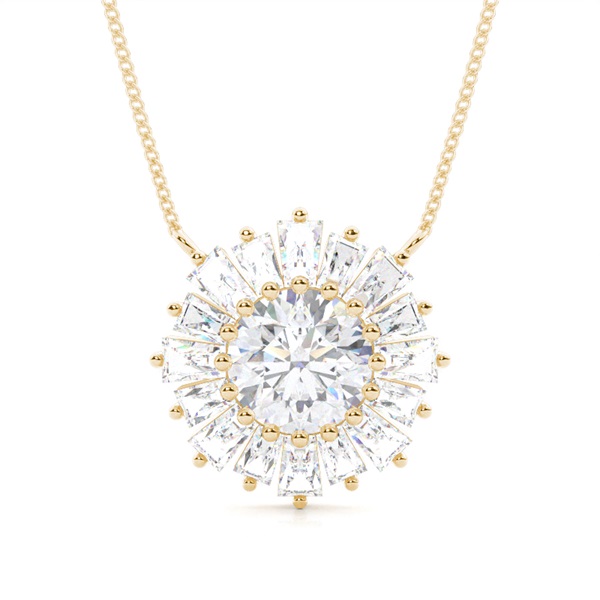 Moissanite Circle Prong Studded Pendant