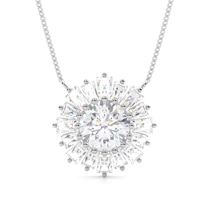                                          Moissanite Circle Prong Studded Pendant