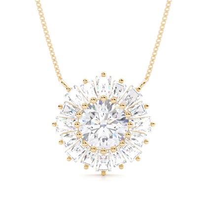 Moissanite Circle Prong Studded Pendant