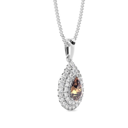 Prong-Einstellung Birne Champagner Diamant Halo Pendent