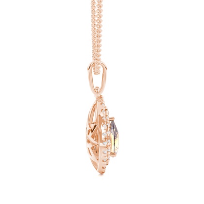 Prong-Einstellung Birne Champagner Diamant Halo Pendent