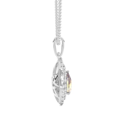 Prong-Einstellung Birne Champagner Diamant Halo Pendent