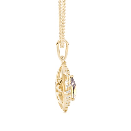 Prong-Einstellung Birne Champagner Diamant Halo Pendent