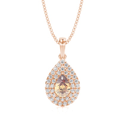 Prong Setting Pear Champagne Diamond Halo Pendent