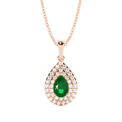 Pear Rose Gold Gemstone Diamond Pendants