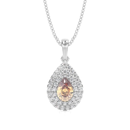 Prong Setting Pear Champagne Diamond Halo Pendent
