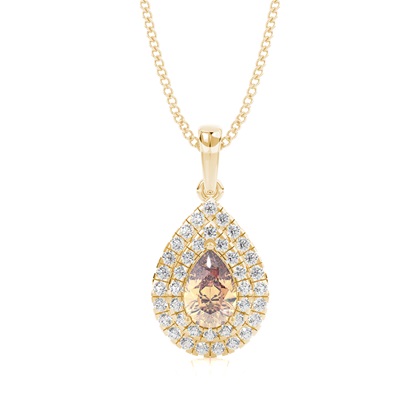 Prong Setting Pear Champagne Diamond Halo Pendent