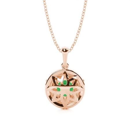 Zinkeneinstellung Rund Smaragd Halo Anhänger