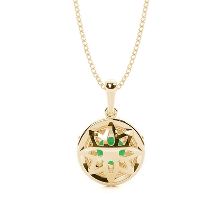 Zinkeneinstellung Rund Smaragd Halo Anhänger