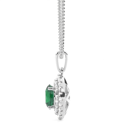 Zinkeneinstellung Rund Smaragd Halo Anhänger