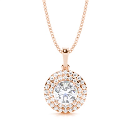 Prong Setting Round Moissanite Halo Pendant