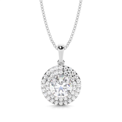 Prong Setting Round Moissanite Halo Pendant